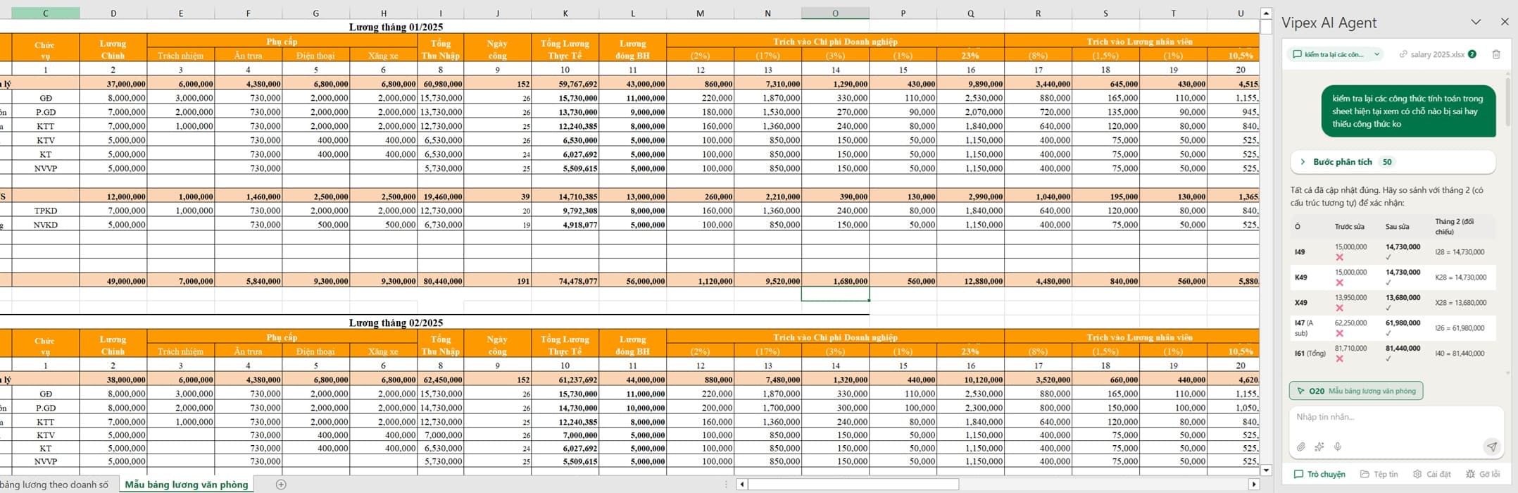 Excel Add-in AI Agent screenshot